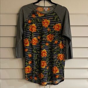 LuLaRoe Gray Floral Top